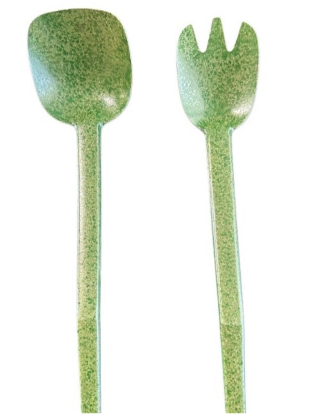 Flintwood Salad Serving Set Kitchenware Melamine Green Fork Spoon VTG 13.5" 1950